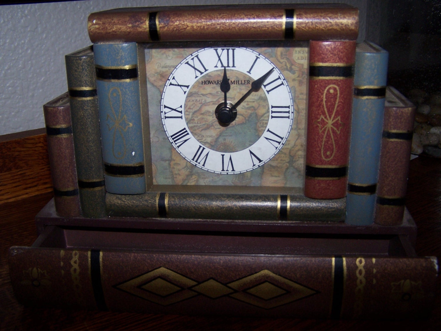 vintage howard miller desk clock stacked antique books clock vintage howard miller desk clock stacked antique books clock