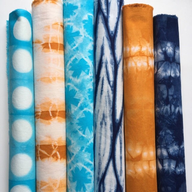 Hand Dyed Shibori Fabrics by CapeCodShibori on Etsy