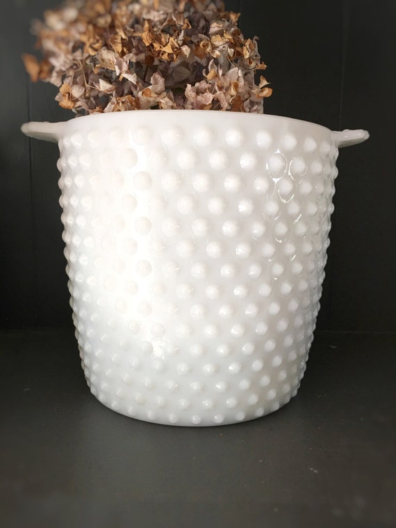 Vintage Hobnail Milkglass Ice BucketLarge Milkglass