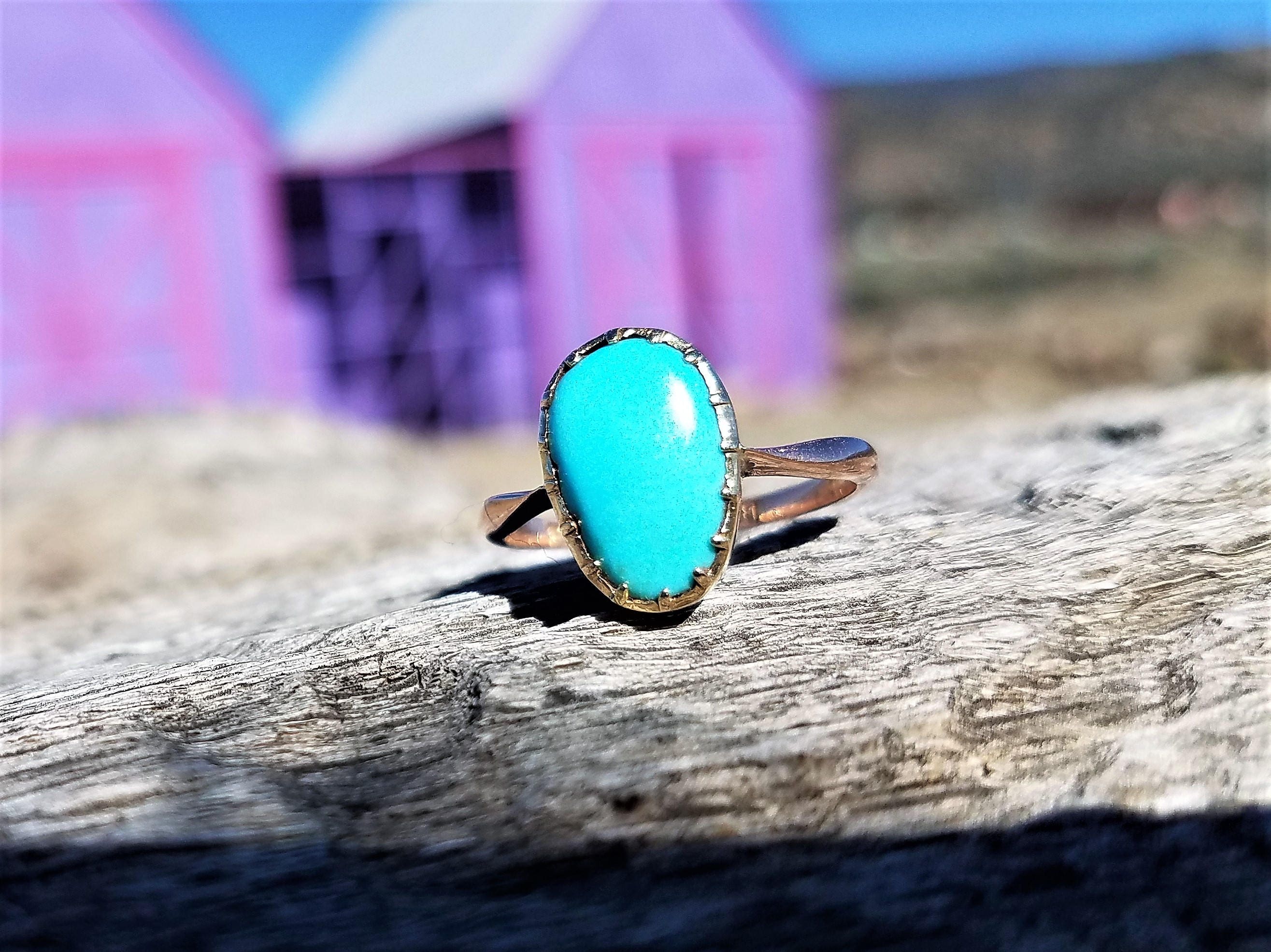 Antique Engagement Ring Turquoise Unique Engagement Ring