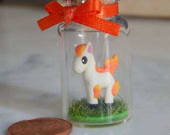 Ponyta/Rapidash Pokemon Inspired Bottle Charm/Terrarium Necklace