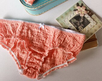 coral brocante ruffle panties, vintage style knickers, bohochic lingerie