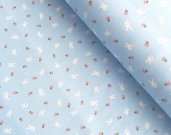 Sevenberry Mini Prints - Bunnies & Carrots(Sky Blue Background) - Robert Kaufman