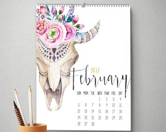 2017 Wall Calendar, 11x14, Wall Calendar, Boho Gifts for Her (cal0012)