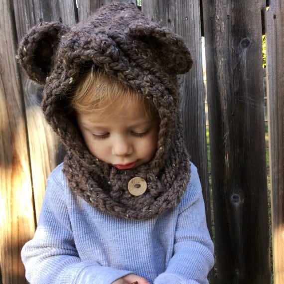Chunky knit ewok hood. Photo prop. Baby-adult sizes.