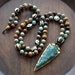 Tribal Arrowhead Necklace, Long Gemstone Necklace, Rustic Boho Necklace, Jasper Bone Necklace, Southwest Necklace, Knotted Mala Necklace