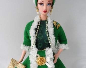 Modest Barbie Clothes Handmade Barbie Dress Set Christmas Dress Holiday Barbie Outfit 11.5" Fashion Doll Clothes Collectible Barbie Clothing