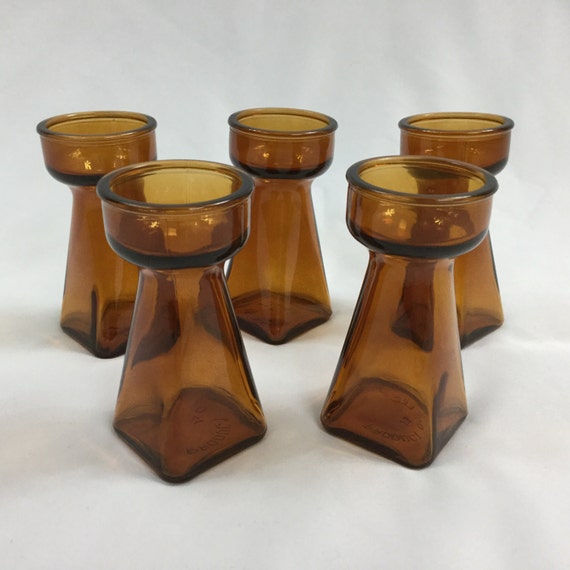 Forcing Bulb Vases Amber set of 5 by FinesseUncoveredLLC on Etsy