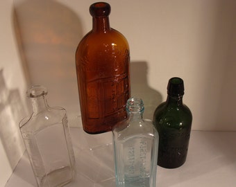 4- Vintage Collectible Medicinal Bottles