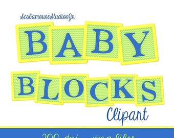 Baby blocks clip art | Etsy