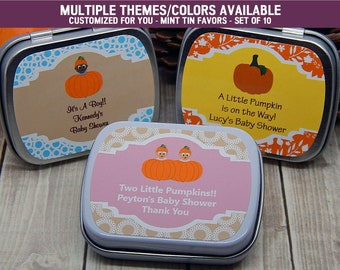 Little Pumpkin Baby Shower Favors - Pumpkin Baby Shower - Pumpkin 1st Birthday - Pumpkin Party Favors - Mint Tins Favors - Set of 10