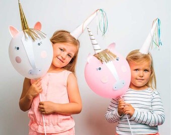 Unicorn balloons, Meri Meri Unicorn birthday balloon kit, Unicorn stick balloons, Unicorn party supplies, Unicorns and Rainbow party