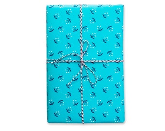 17x25'' Wrapping paper 10 sheets // Mint flowers // Giftwrap bulk // Gift // Floral patterns // Winter giftwrap // Holidays wrapping paper