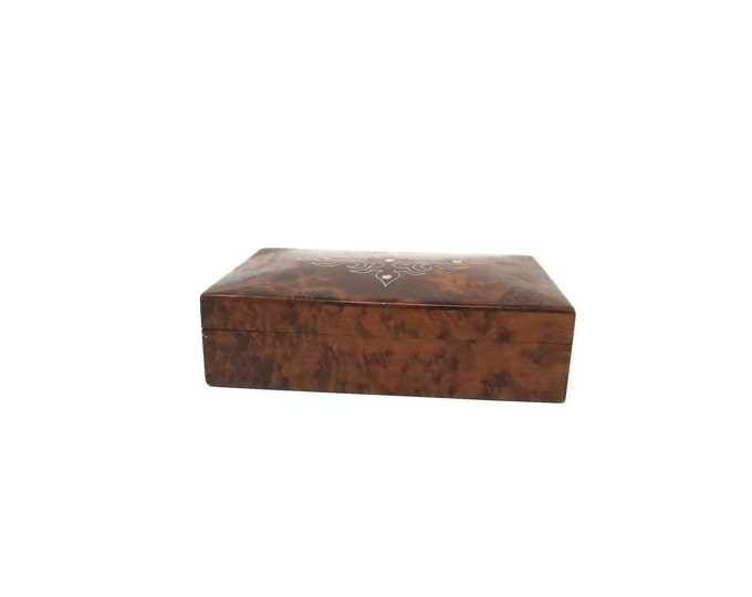 Vintage Redwood Burl Stash Box with Mother of Pearl Inlay | Cedar Lined Gift Box | Keepsake Box | Burl Wood Box MOP | Wood Box Mom Teen