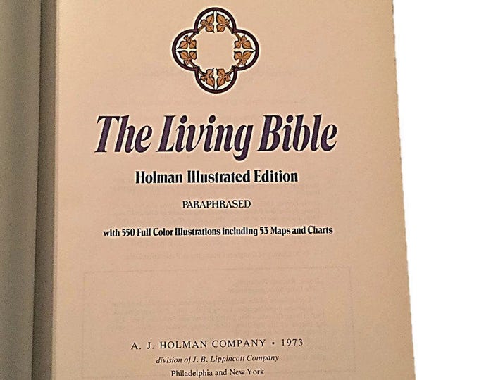 Vintage The Living Bible Paraphrased 1973 | Holman Illustrated Editiion