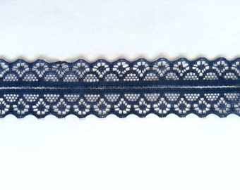 10 Yards of Navy Lace Trim/ Lace Ribbon 1.1" (2.8 cm)