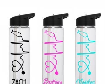 Nurse Water Bottle 24 oz personalized Nurse Gift, Personalized Cup, Nurse Appreciation, Tumbler, Nurse cup, Nurse water bottle with straw