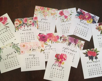 2017 Desk Calendar Floral Stocking Stuffer Acrylic Case Ready to ship!