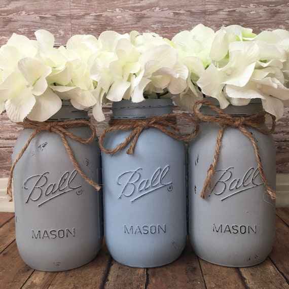 Rustic Mason Jars Painted Mason Jars Shabby Chic Decor