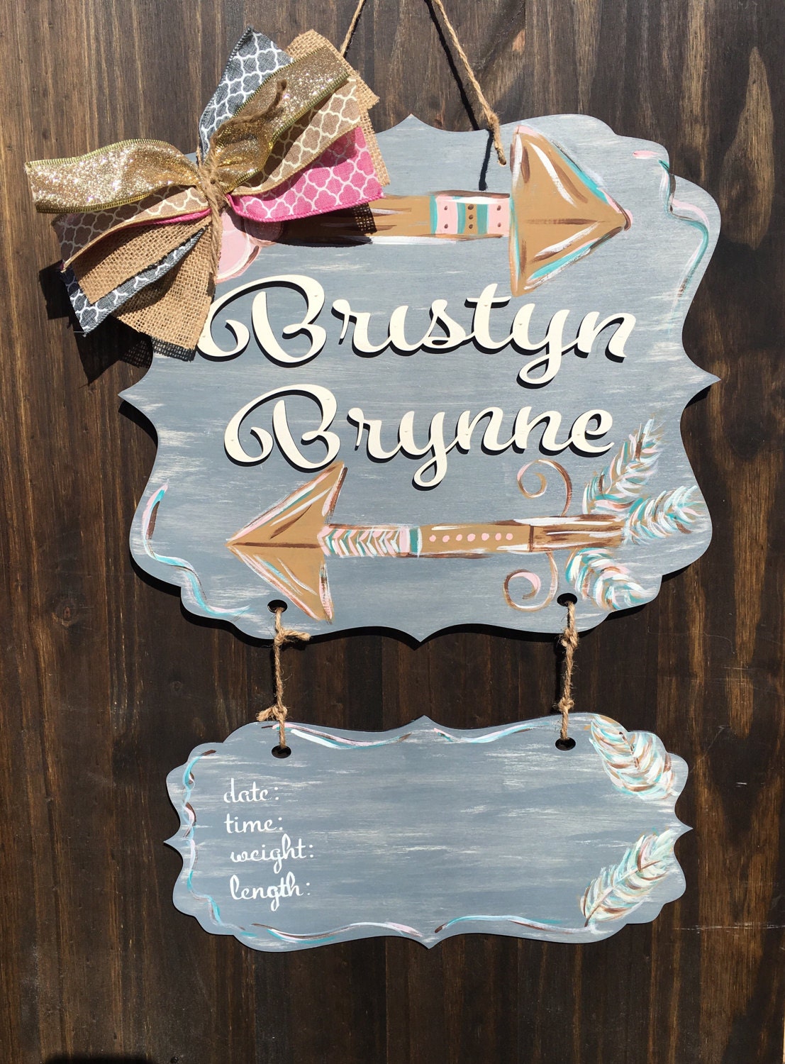 Baby door hanger baby girl door hanger arrows door hanger