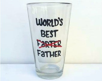 World's Best Farter Father handpainted beer pint glass /gifts for dad/ best dad ever beer mug