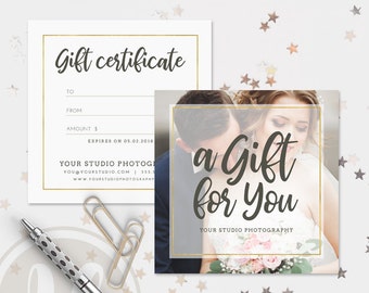 Photography Gift Certificate Template - Gift Certificate Template, Instant Download, Printable Gift Certificate, Photoshop Template