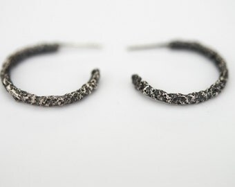 Sterling Silver Earrings, Textured, Organic Structure. Raw Collection.