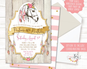 Horse Birthday Invitation, Cowgirl Birthday Invitation, Boho Birthday Invitation, Pony Birthday, Horseback Riding, Horse Birthday Party