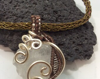 wire wrapped quartz nugget pendant