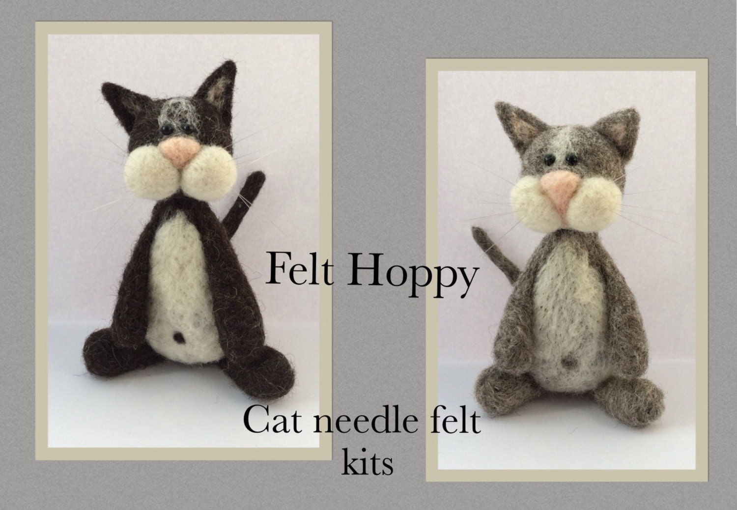Black cat needle felt kit ( starter kit) from FeltHoppy on Etsy Studio