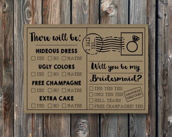 PRINTABLE Bridesmaid Card-Bridesmaid Proposal-Bridesmaid Invitation-Will You Be My Bridesmaid Card-Funny Bridesmaid Card-Instant Download-R5