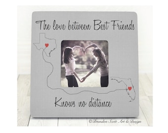 Best Friends Frame, Long Distance Best Friends, States Frame, Personalized Picture Frame, Best Friend Gift