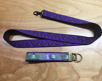 Haunted Mansion Themed Custom Colors, Glow In The Dark Lanyard, Wristlets, Key chain, Pin Trading ID Badge, Custom