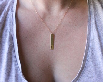 Custom Initial Necklace - Gold, Silver, Rose Gold - Custom Length - Couples Necklace - Gift for Her - Mothers Necklace - Gold Bar Necklace