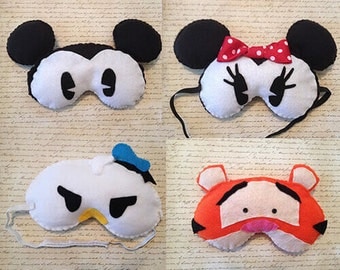 Disney Inspired Animal Handmade Fleece Sleep Masks with Adjustable Strap