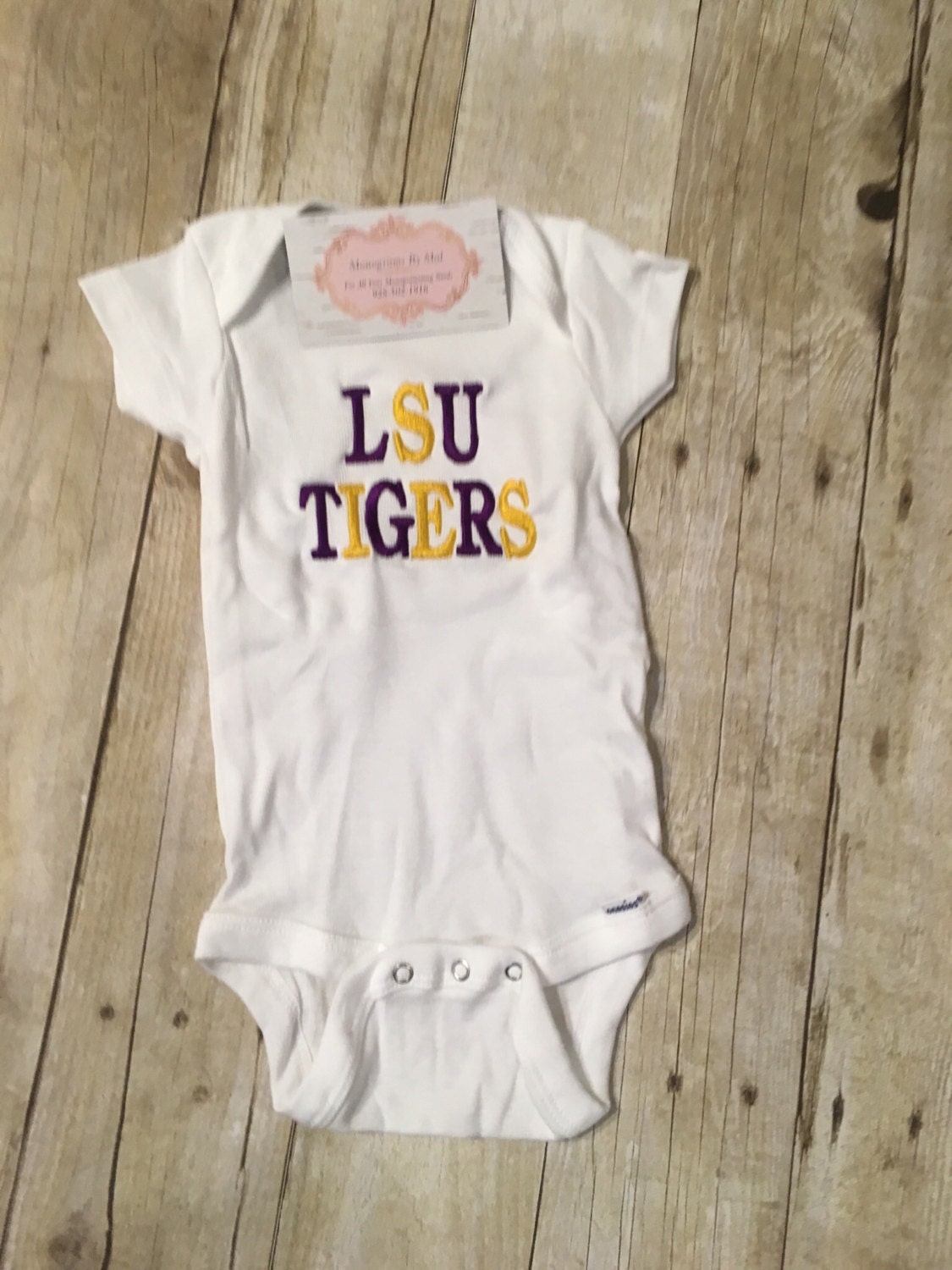 LSU Monogrammed Onesie baby LSU Onesie