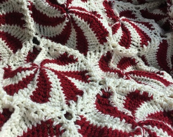 Peppermint afghan, PREORDER for december delivery Crochet peppermint blanket, crochet peppermint swirl afghan, christmas afghan, christmas