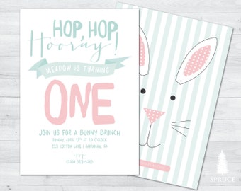 bunny birthday invitation, some bunny birthday, easter birthday invitation, hop hop hooray, easter egg hunt invitation, bunny brunch invite