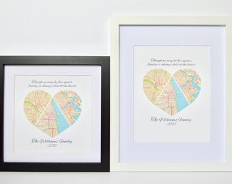 Mother's Day Gift, Gift for Mom, Gift for Her, Personalized Map Print, Long Distance Family Ideas, Framed Heart Map Art, Gift for Grandma