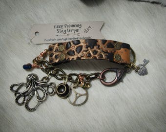 Steampunk Bracelet gear octopus cup black chain cosplay black bronze brown gifts for women unique mechanical comic con faire