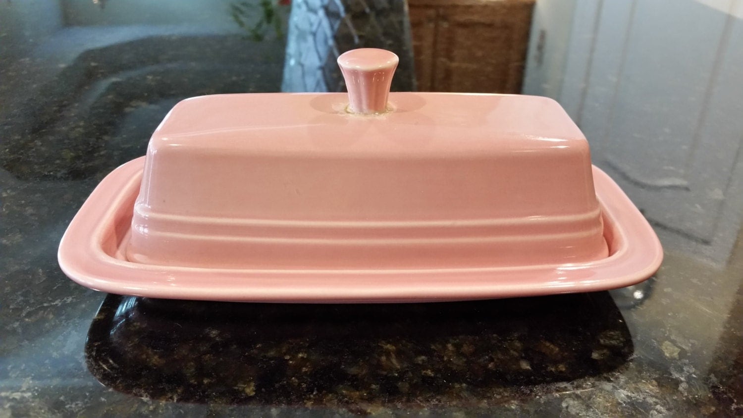 pink butter dish with lid