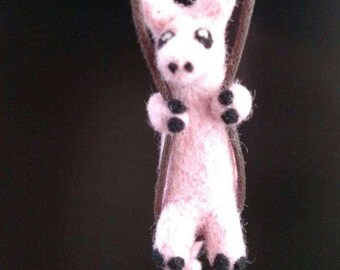 Pig Necklace - needle felted cute animal jewelry.
