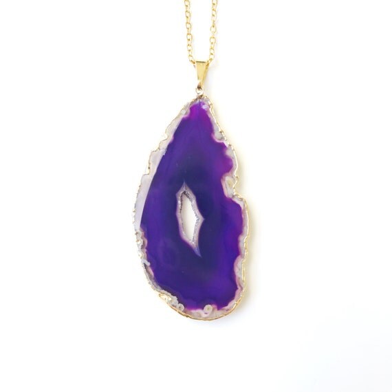 Agate Slice Necklace Purple Geode Slice Necklace geode
