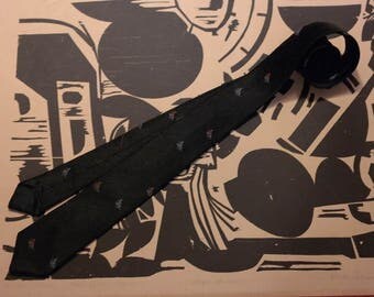 1960s Neck Tie -Fabulous Crepe Textured Wembley Black Tie-Rockabilly Fashion or Classic Mad Men Style-