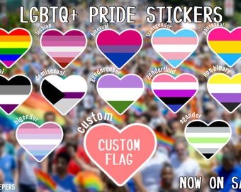 LGBTQ+ Pride Stickers ( LGBT Flags, Gay, Lesbian, Bisexual, Transgender, Pansexual, Asexual, Demisexual, Non-binary, Genderfluid, etc)
