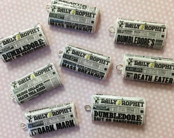 Handmade Harry Potter Inspired, The Daily Prophet, Polymer Clay, Knitting Crochet Stitch Marker Progress Keeper, Charm, Zipper Pull