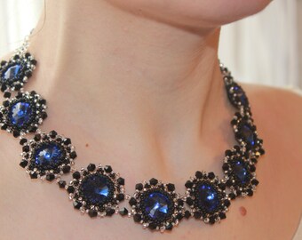 Blue necklace statement necklace fashion choker necklace for womens royal blue necklace festival necklace blue wedding necklace for her