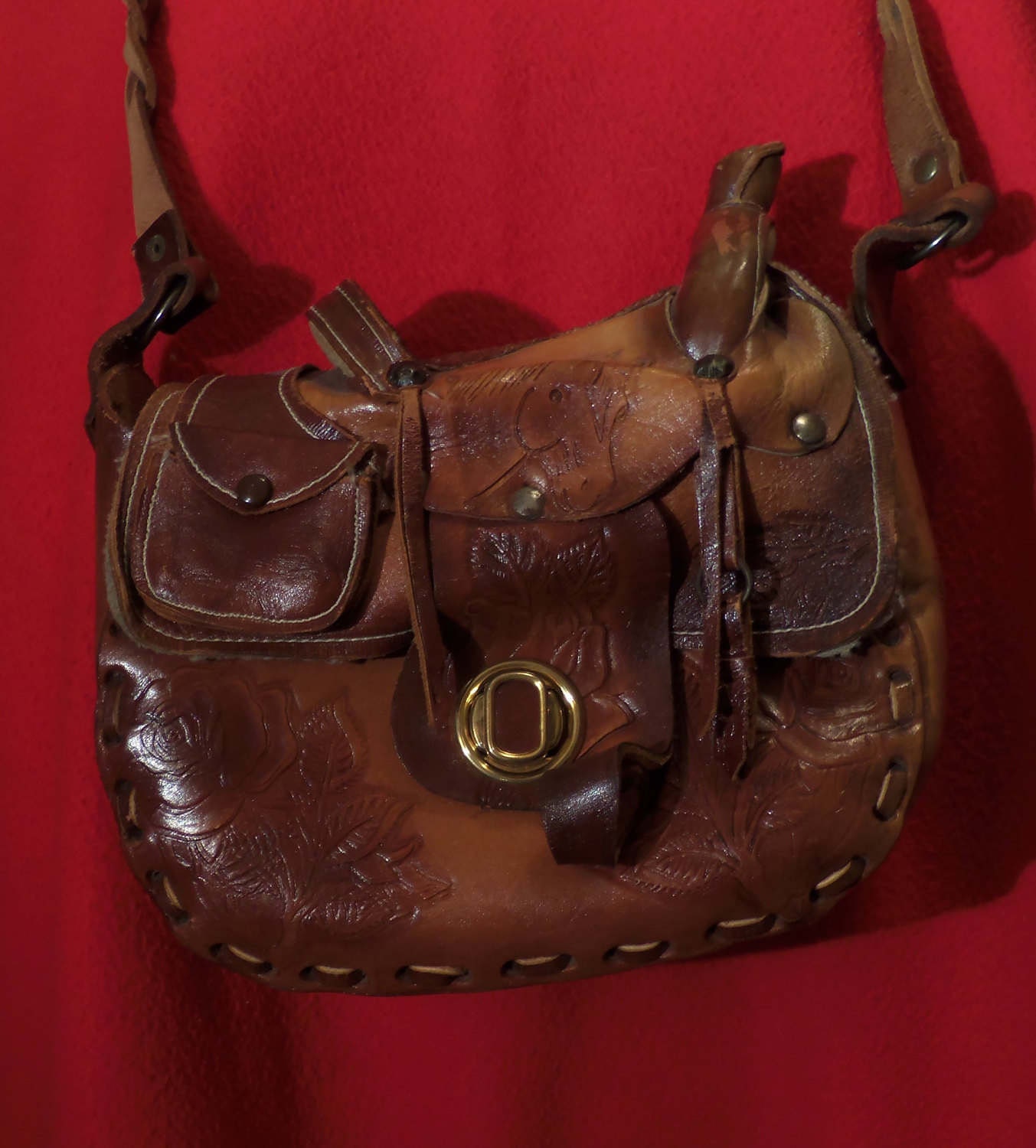 Saddle Purse leather hand made Mexico cross body purse