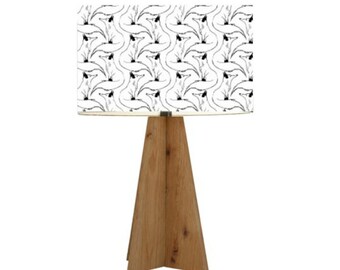 Drum Shade with Fox Sketches in Black on a White Background