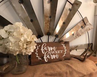 Farm Sweet Farm Sign-Wood Sign-Stained Wood-Living Room-Farmhouse Decor-Rustic-Southern-Farm life-Farm Decor-Farm-Home Decor-Home Sweet Home